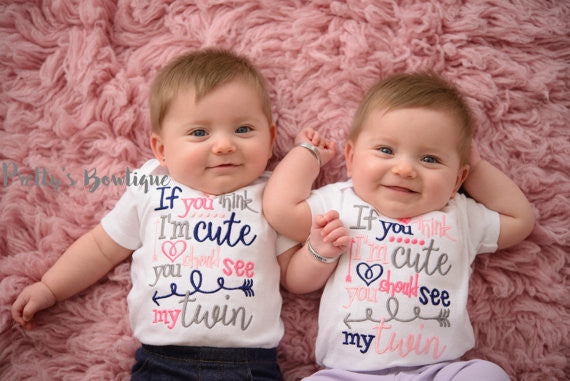 Funny Twins Baby Onesies - Newborn Twin Clothing Outfit Set