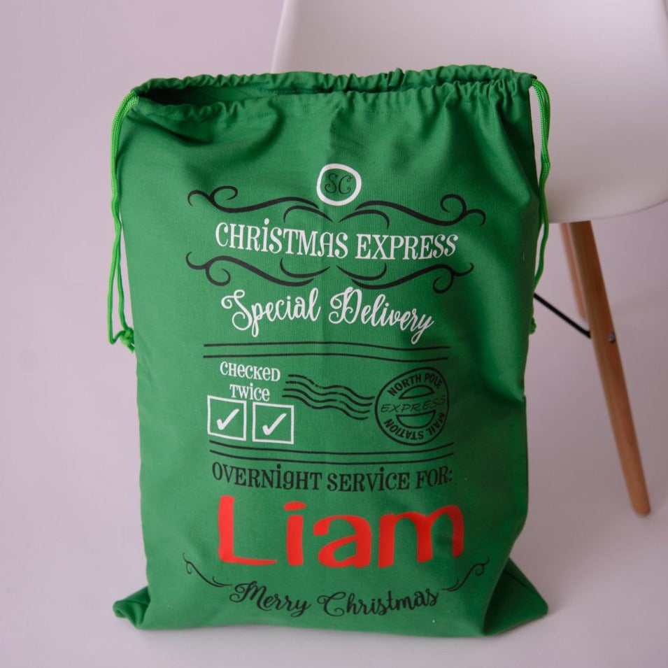 Personalized Santa Sack - Custom Name Christmas Bag-- Christmas Gift Bag -- Santa Sack -- Christmas Gift bag -- Reusable Gift Bag- - Pretty's Bowtique