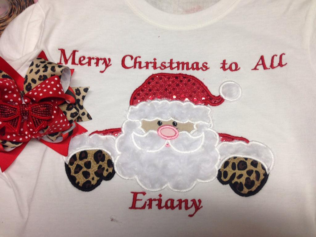 Santa Christmas shirt personalized with name Christmas Shirt any size shirt - Pretty's Bowtique