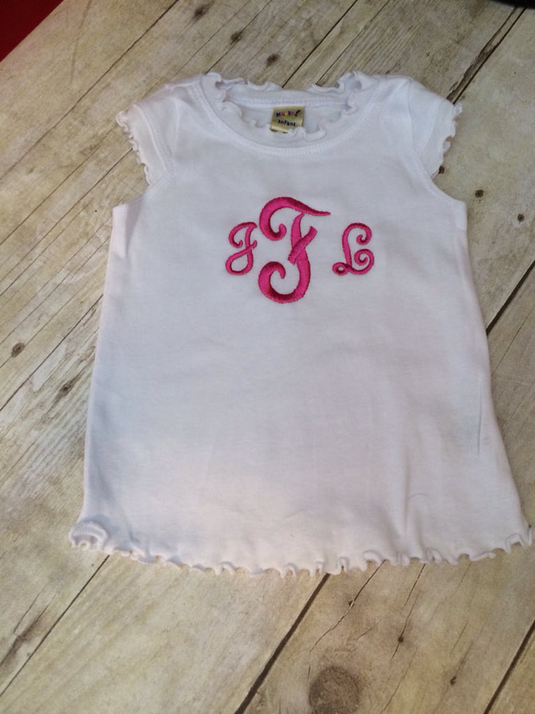 Girls Monogrammed t shirt -- Monogram short sleeve shirt -- Baby girl monogram bodysuit - Pretty's Bowtique