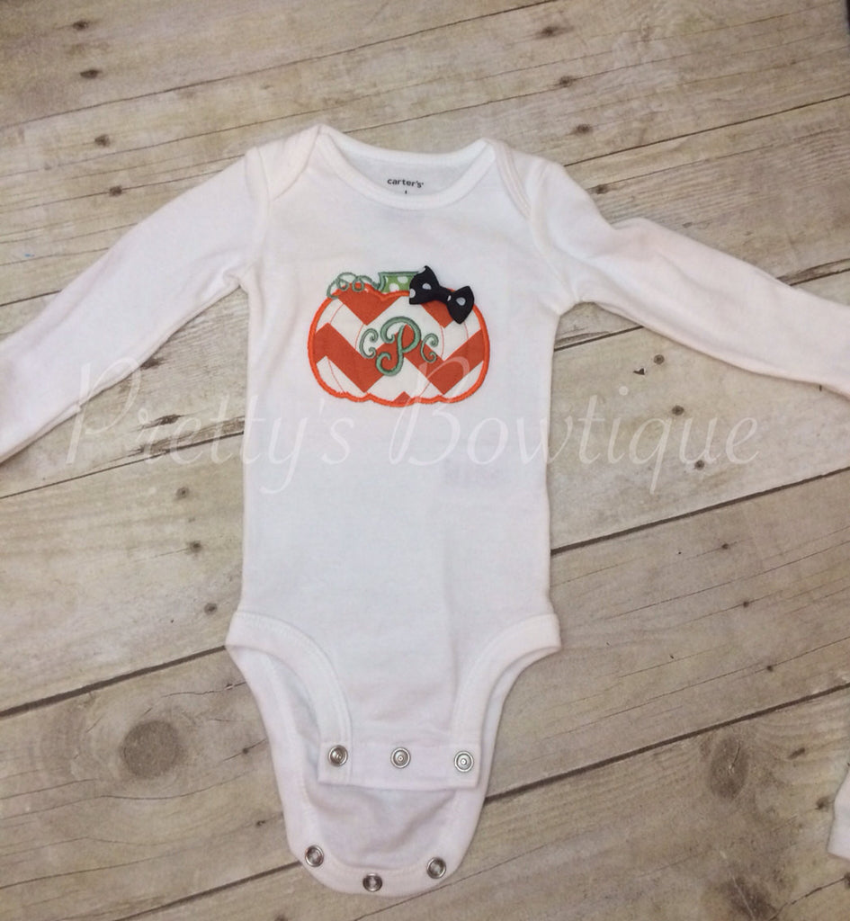 Monogram Pumpkin Shirt or Bodysuit.  Personalized and can customize colors - Pretty's Bowtique