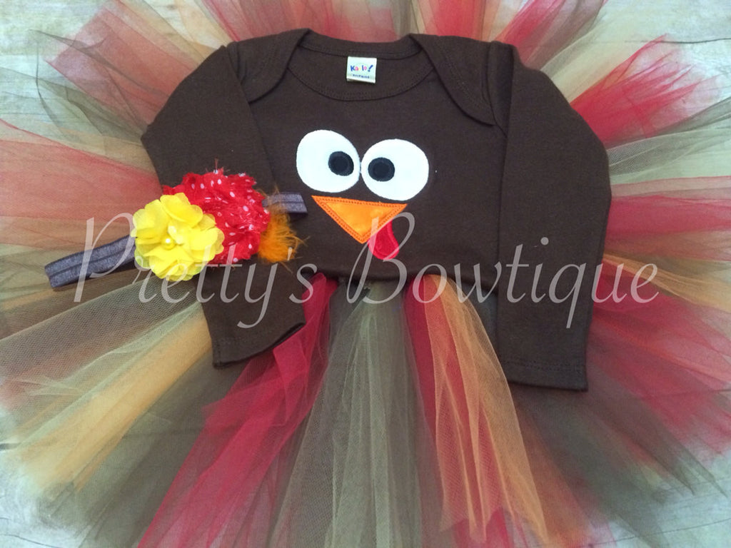 Girls thanksgiving outfit Turkey set turkey shirt or bodysuit, tutu and headband - Pretty's Bowtique