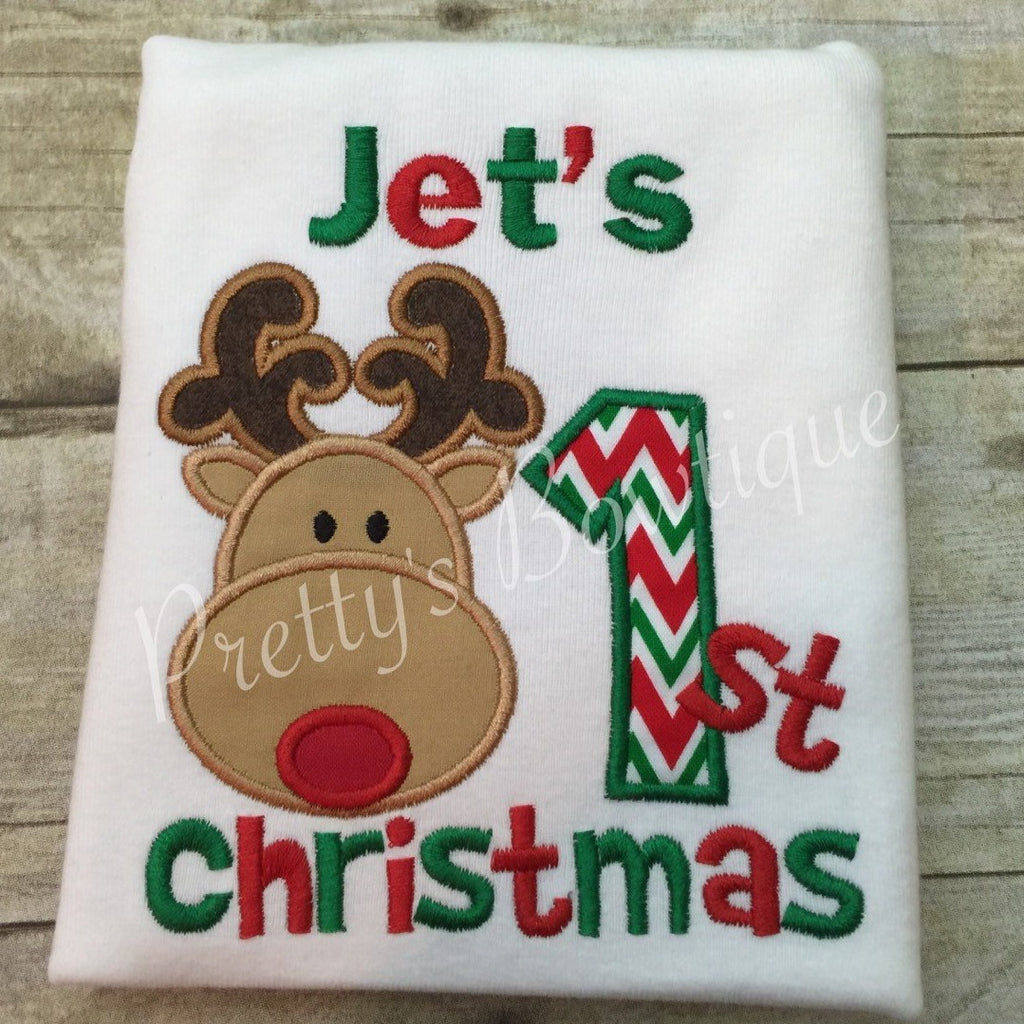 First Christmas Baby Bodysuit or Reindeer Shirt Sizes 3 Month and Up - Pretty's Bowtique