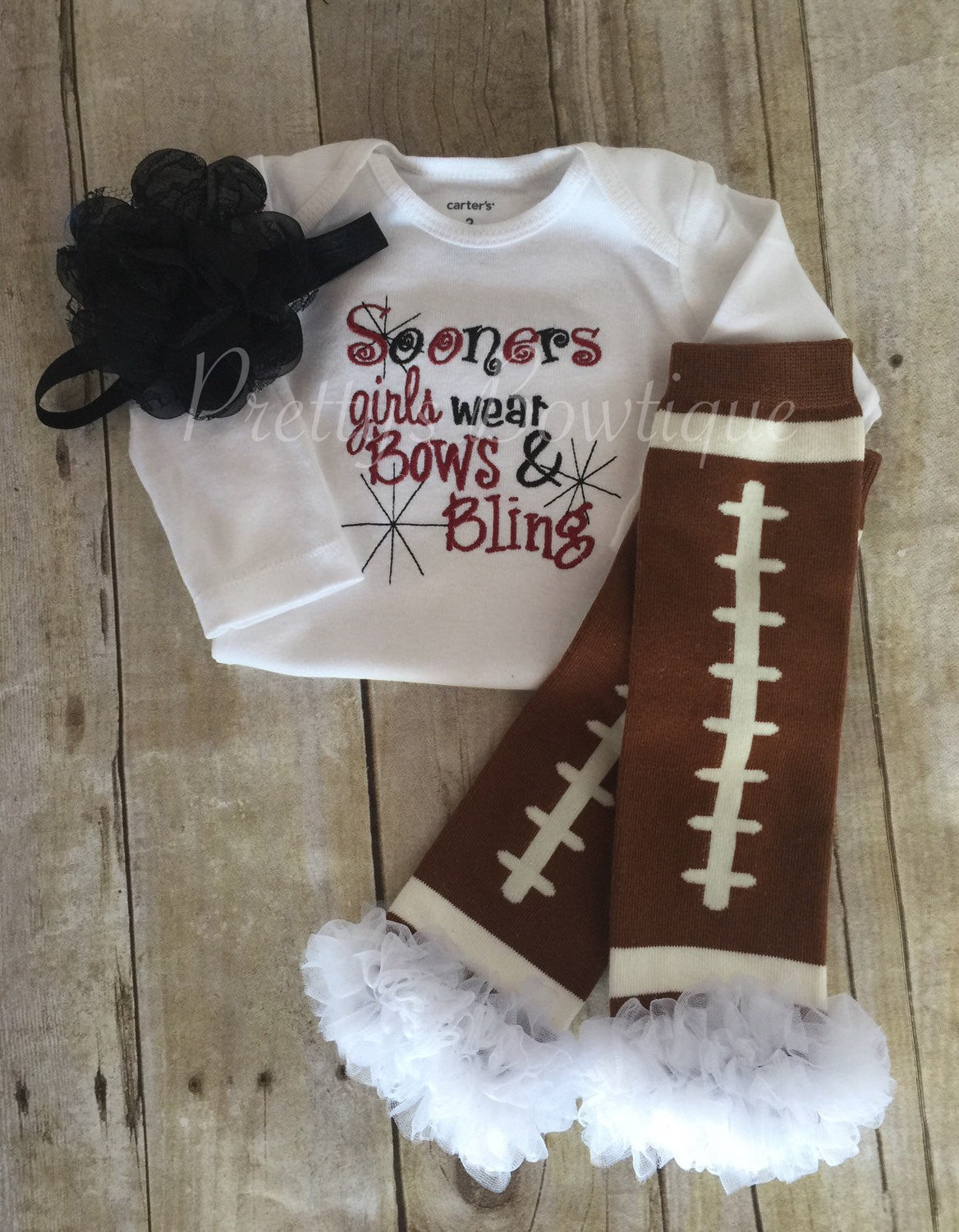 Girls Football outfit -- Texans inspired girls like bling bodysuit set with  ruffled football leg warmers and headband