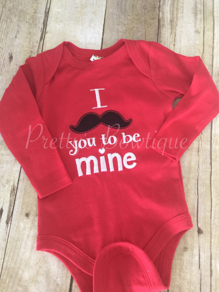 Boys Valentine's Day shirt or bodysuit -- I mustache you to be mine shirt or onepiece - Pretty's Bowtique