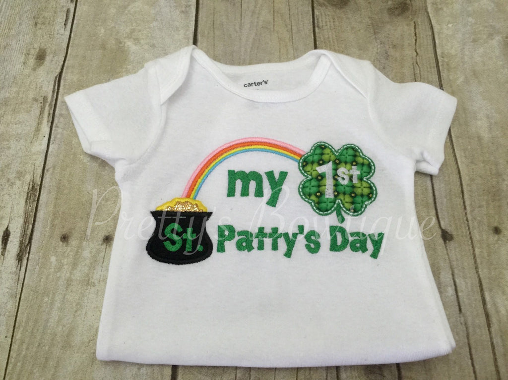 My 1st St. Patty's Day shirt St. Patricks Shirt or baby bodysuit - Pretty's Bowtique