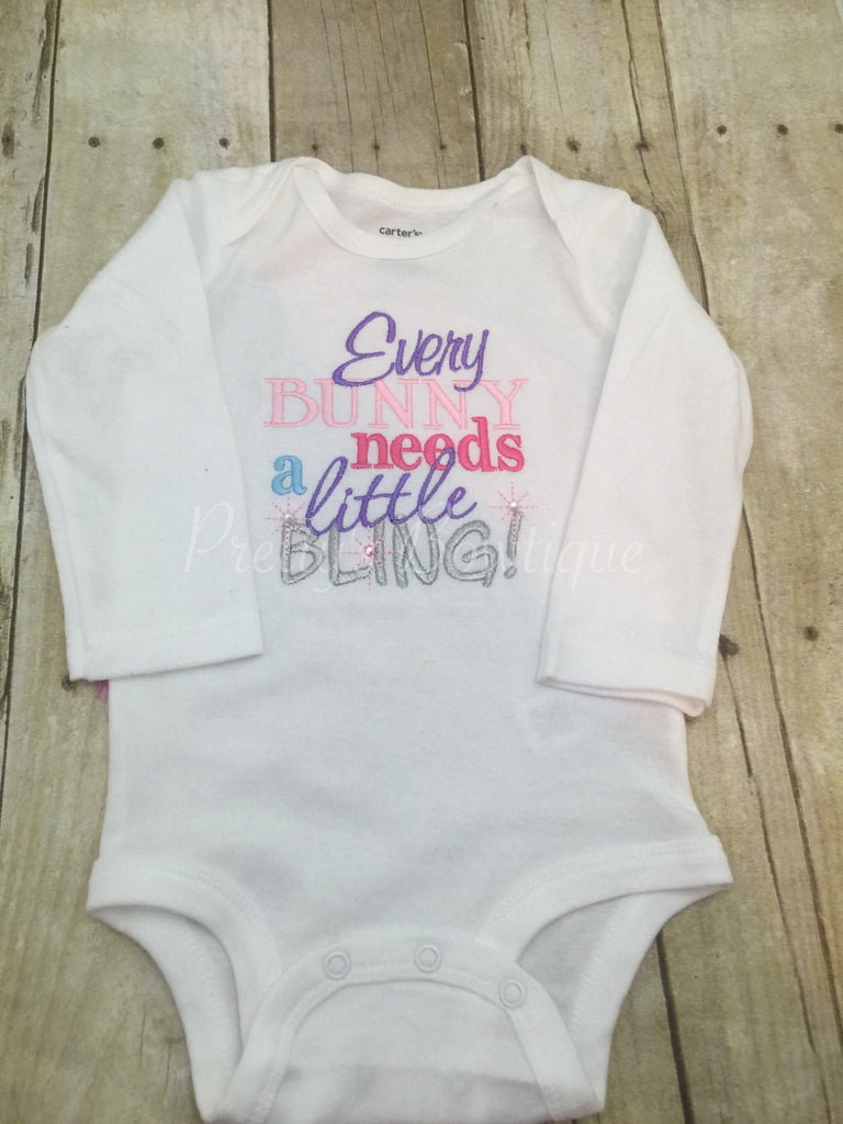 Every Bunny needs a little bling Easter outfit shirt  first easter shirt - Pretty's Bowtique