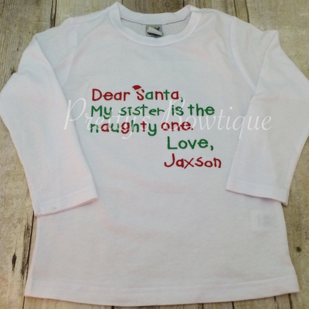 Christmas Shirt for Boy or Girl of Santa Letter Personalized with Name - Pretty's Bowtique