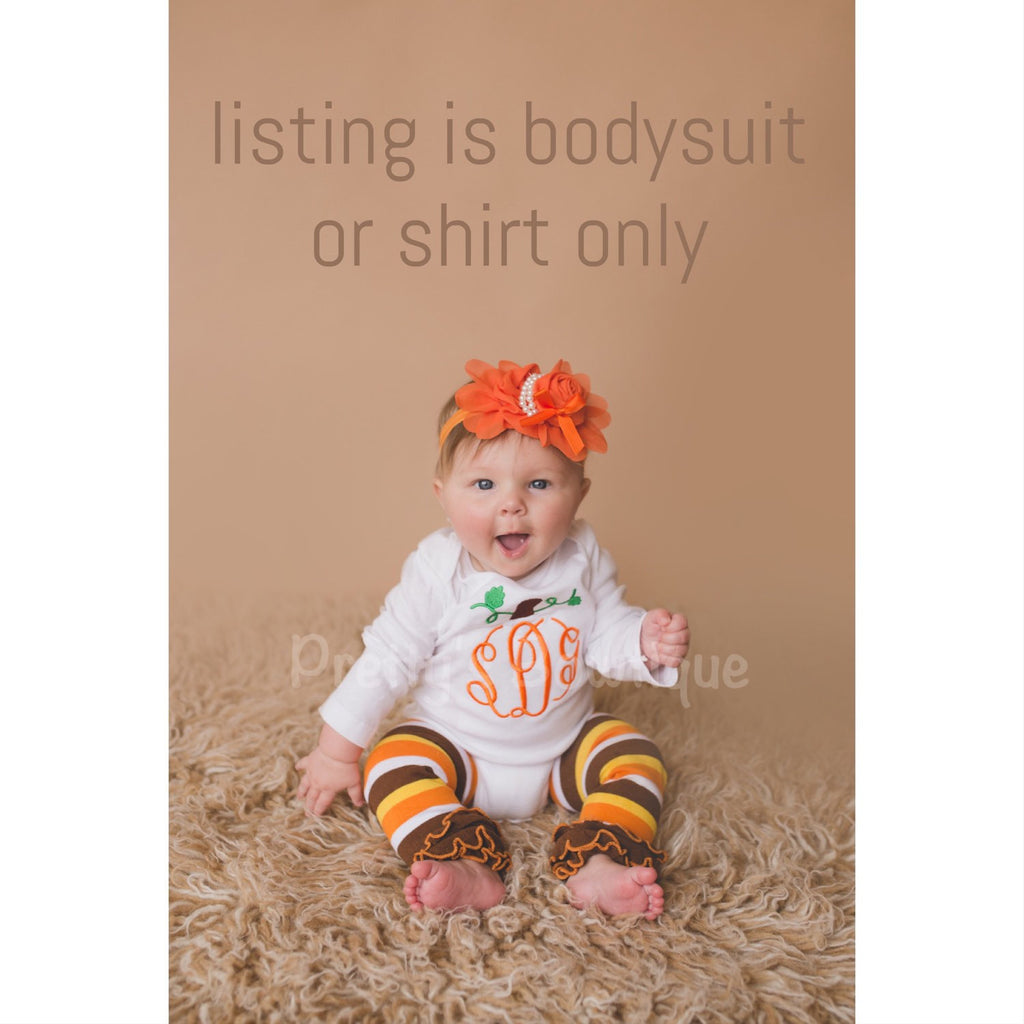 Girls Pumpkin Shirt with Monogram for Newborn to 12 Years - Pretty's Bowtique