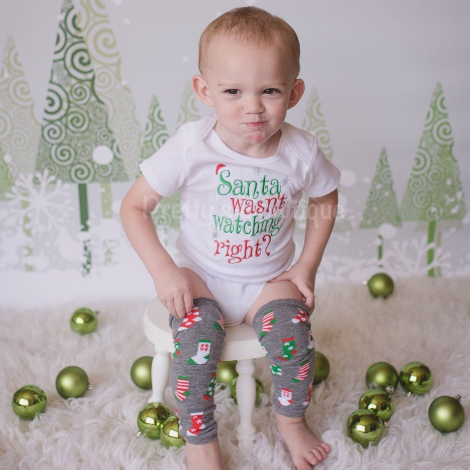 Santa wasn't watching right? Boys Christmas Set shirt or bodysuit with legwarmers - Pretty's Bowtique