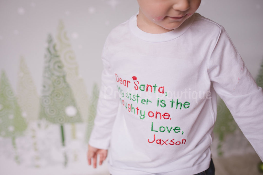 Christmas Shirt for Boy or Girl of Santa Letter Personalized with Name - Pretty's Bowtique