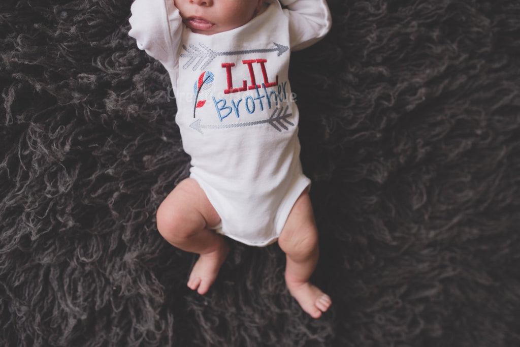 Little brother bodysuit ir t shirt-- Boys little Brother shirt- Lil brother announcement shirt or bodysuit -Can customize and personalize - Pretty's Bowtique