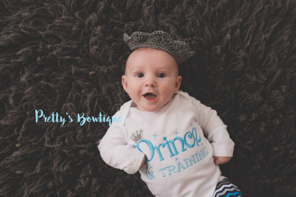 Prince in Traning  Embroidered Bodysuit / T Shirt for Newborn, Toddler & Youth - Pretty's Bowtique