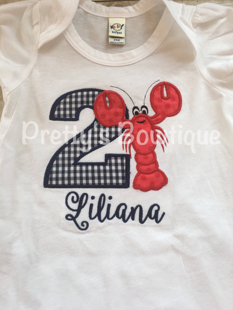 Girls Crawfish Birthday Shirt -- Crawfish boil party shirt -- can be made for any age - Pretty's Bowtique