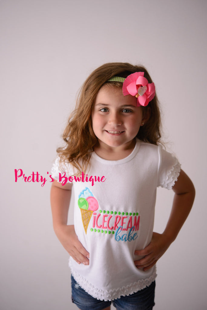 Girls Summer Shirt-- Icecream babe shirt-- Can be customized bodysuit/Shirt -- Girls icecream bow -- Icecream shirt - Pretty's Bowtique